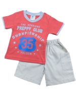 Best Kids Preppy Club ชุดเด็ก เสื้อผ้าเด็ก คอกลม สองชิ้นเสื้อกางเกง ลายสปอร์ต