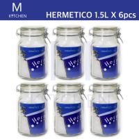 M Kitchen ขวดโหลแก้วฝาล็อค Hermetico ขนาด 1.5L จำนวน 6ใบ