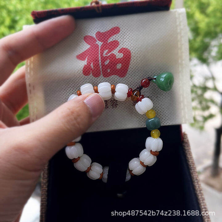 faxi-white-jade-bodhi-hand-rings-สร้อยข้อมือดอกบัวหยกขาว-pumpkin-hand-rings-ลูกปัดจราจรประดับมือโบราณ-llq7