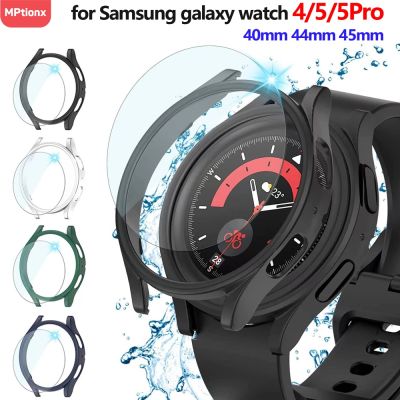 Case for Samsung Galaxy Watch 5/4 44mm 40mm Screen Protector Waterproof Glass Hard PC Bumper Cover for Galaxy Watch 5 Pro 45mm Cases Cases