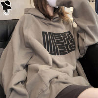 GW Women S Retro Fleece Sweatshirt New Korean Style Student Print Hoodie Loose Jacket