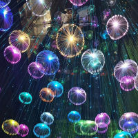 กลางแจ้งไฟเบอร์ออปติกแมงกะพรุน String Light 6080ซม. Christmas Dandelion Fairy Garland Light Party Garden Patio Tree แขวนโคมไฟ