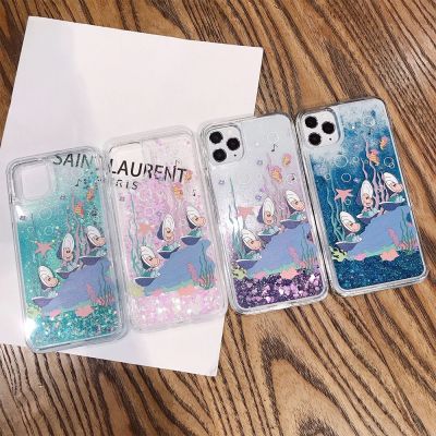 [Yellow peach flavor] น่ารัก Conch Shell Glitter TPU PC เคสโทรศัพท์สำหรับ iPhone 13 Pro Xs Max Xr X 8 7 Plus SE 2020 6 Dynamic Liquid Quicksand Soft Cover