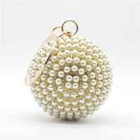Ball Shaped Clutches Women Party Clutch Bag Full Pearl Crystal Clutch Purse Lady Handbags Wedding Purse Chain Shoulder Bag