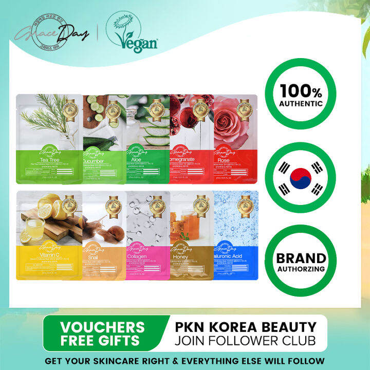 GRACE DAY Vegan Cellulose Facial Mask (27mlx1 Sheet), Moisturizing