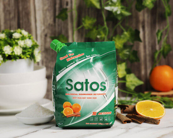 Bột rửa bát sinh học satos 1,2kg nhiều chức năng, rẻ vô địch