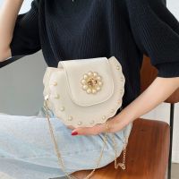 【New arrivals】shoulder bag woman korean style student sling bag woman simple beg tangan wanita murah sling bags handbag bulat kulit Niche Design Chain Pearl Bag Underarm Mini Small Round Female High-End Feeling Western Style 2023 Popular New Influencer On