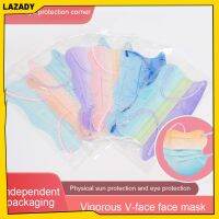 LAZADY หน้ากากป้องกันแบบ3ชั้น10ชิ้น,ทรงคลื่นไล่ระดับสีชุดหน้ากากป้องกัน