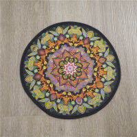 การค้าต่างประเทศสินค้าใหม่บ้านคริสตัลกำมะหยี่เสื่อโยคะทรงกลม Mandala ลายดอกไม้นั่งสมาธิเบาะนั่งสมาธิ