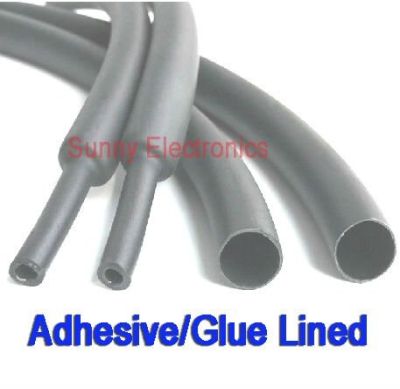 5M Dia 4mm (5/32") Black HEAT SHRINK ADHESIVE GLUE LINED Tubing Tube Wire Wrap  3:1 RATIO Cable Management