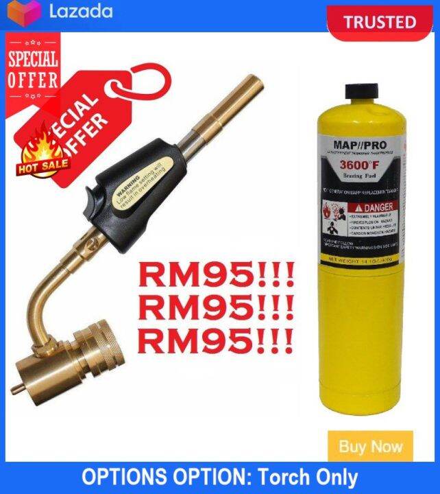 Mapp Gas Self Ignition Turbo Torch(brass Head) + Mapp Gas Lazada
