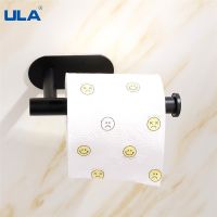 ULA Stainless Steel Toilet Paper Holder Free Drill Tissue Holder Black Toilet Roll Holder Bathroom Wall Mounted Paper Roll Rack Toilet Roll Holders