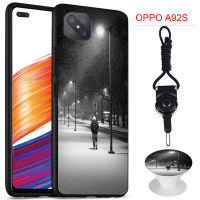 มาใหม่ล่าสุดสำหรับ OPPO A92S เคสโทรศัพท์สำหรับ OPPO เคสซิลิโคนนิ่มพร้อมขาตั้งโทรศัพท์ลวดลายและเชือก