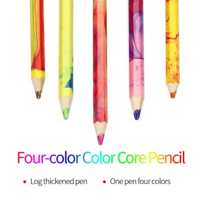 DEDEDEPRAISE Colorful Colored Pencil 4 in 1 Color Colored Lead Pencil Erasable Stationery Painting Pencil Writing Drawing Pencil