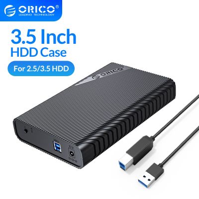 ORICO 3.5inch HDD Enclosure Hard Drive Enclosure for 2.5/3.5 HDD/SSD up to 18TB SATA to USB External Hard Drive Case with 12V2A Power Adapter