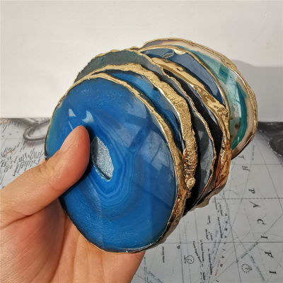 1-6pcs 6-7cm Natural agate slices coaster Polished Agate Gems Crafts Pad Home Decoration Stone Holiday Gift