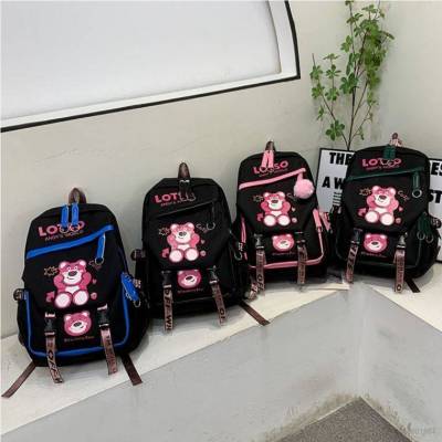 Kuromi Lotso strawberry bear Backpack for Women Men Student Large Capacity Fashion Personality Multipurpose Bags