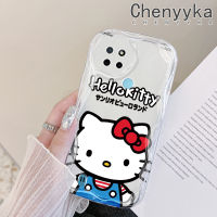 เคส Chenyyyka สำหรับ Realme C21Y C25Y เคสการ์ตูนสีสันสดใสลายเฮลโลคิตตี้เนื้อครีมเคสมือถือโปร่งใสกรอบซิลิโคนกันกระแทกป้องกันเลนส์กล้องเคสนิ่มแบบใส