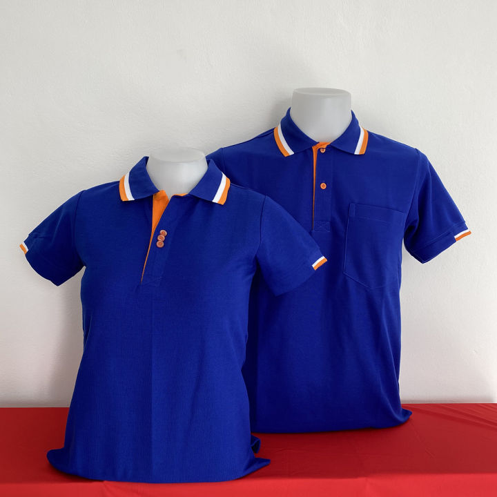 เสื้อโปโลชาย-polo-shirt-แบบชาย-สีน้ำเงินคอคลีปขาวส้ม-เป็นเสื้อโปโลคอปก-แขนสั้น-มีบริการส่งแบบเก็บเงินปลายทาง