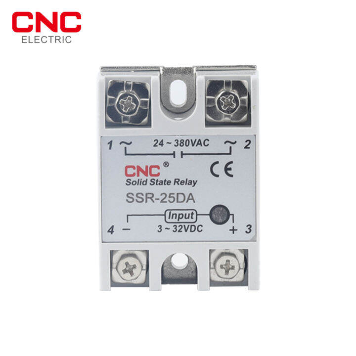 cnc-โซลิดสเตรีเลย์-ssr-25da-40da-dc-ควบคุม-ac-สีขาวเชลล์เฟสเดียวที่มีฝาครอบพลาสติกอินพุต3-32โวลต์เอาท์พุท24-380โวลต์