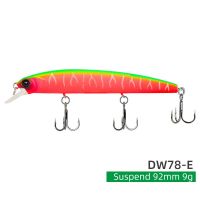 DW78 92มิลลิเมตร9กรัมลอยล่อตกปลาฮาร์ดเหยื่อสร้อยเหยื่อตกปลา Wobblers ยาวหล่อ Jerkbait เหยื่อสามตะขอ