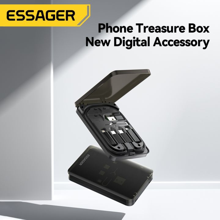 สินค้าพร้อมส่ง-essager-usb-c-ไปยังสายเคเบิลตัวชาร์จไฟสำหรับ-iphone-เร็ว14-pro-max-ประเภท-xiaomi-กล่องเก็บของขายึดไมโคร