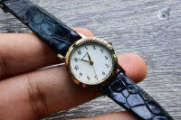 นาฬิกา Vintage มือสองญี่ปุ่น Orient Super Titan ระบบ Quartz ผู้หญิง สายหนัง สีดำ เดินปกติ ของแท้ 100% เปลี่ยนถ่านใหม่แล้ว หน้าปัด24mm