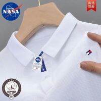 Tommy Hilfiger เสื้อยืดผู้ชายจากร้าน NASA Tommy,เสื้อยืดแขนสั้นคอตตอนปกเสื้อโปโลสีทึบลำลอง