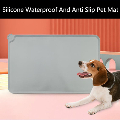 ซิลิโคนชามสุนัขเสื่อที่มีริมฝีปากสูงไม่ติดกันน้ำอาหารให้อาหาร Pad ลูกสุนัขป้อนถาดน้ำเบาะ Placemat ป้อนสัตว์เลี้ยง