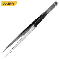 Deli Stainless Steel Industrial Tweezers Multi Specification High Temperature Resistant Tweezer Lightweight Portable Hand Tool