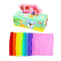 Toddlers Sensory Tissue Box Pull Along STEM Montessori Toys For Babies Play Scarves Educational Manipulative Preschool Learning