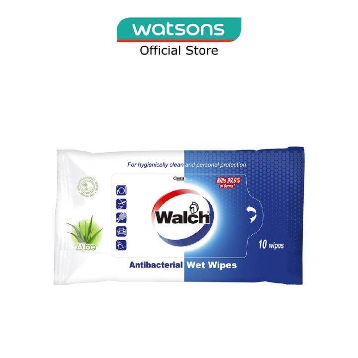 WALCH Antibacterial Wet Wipes Aloe (With Aloe Vera Extract + Kills 99.9