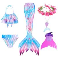 Girls Mermaid Tails Swimming Dresses Halloween Cosplay Costume Beach Clothes Child Mermaid Swimsuit Kids Swimmable Costume Fin