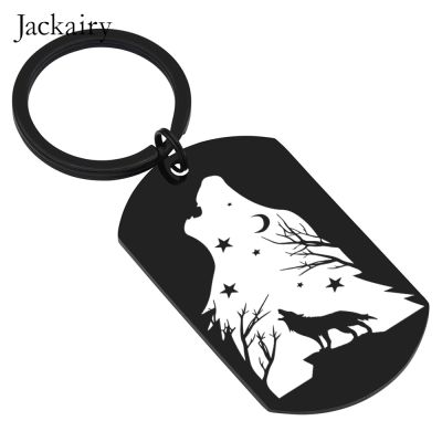 Wolf Pattern Keychain Gifts for Wild Animals Lover Charm Jewelry Inspirational Keyring Pendant Necklace Birthday Christmas Gifts Key Chains