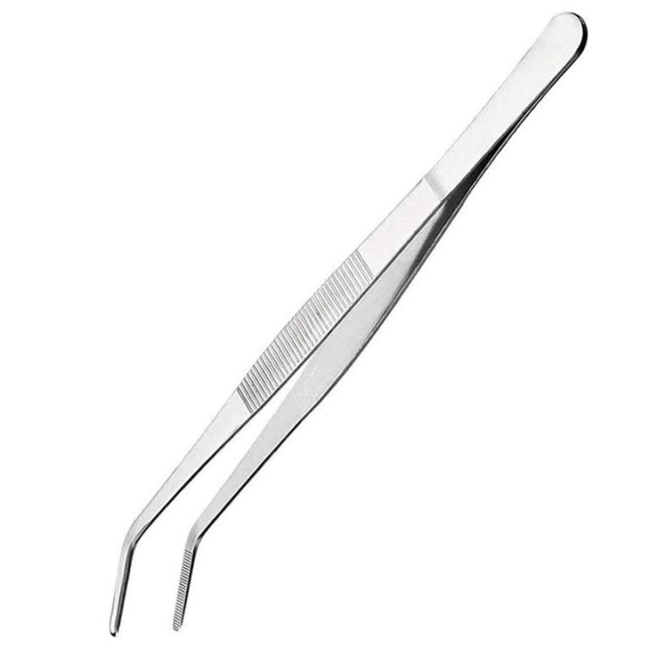 2x-stainless-steel-precision-kitchen-culinary-tweezer-tongs-long-tweezers-metal-tongs-chef-tweezers