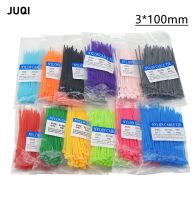 100pcs 3*100 mm width 2.5mm Self-Locking Plastic Nylon Cable Ties Cable Zip Tie Loop Ties For Wires Tidy band ribbon Colorful Cable Management