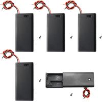 5pcs 2 AA Battery Holder with Switch 2X 1.5V AA Battery Holder Case with Wire Leads and ON/Off Switch