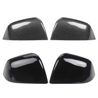 Side Rearview Mirror Cover Trim for 2021 2022 Tesla Model Y Exterior Parts Kits , ABS Gloss Carbon Fiber