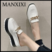 MANXIXI Fashion Women 2.75 Inches Wedge Heels Beautiful Pearls Gold Chain