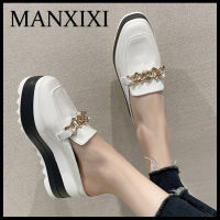 MANXIXI Fashion Women 2.75 Inches Wedge Heels Beautiful Pearls Gold Chain Mules Sandals (Size 35-42)