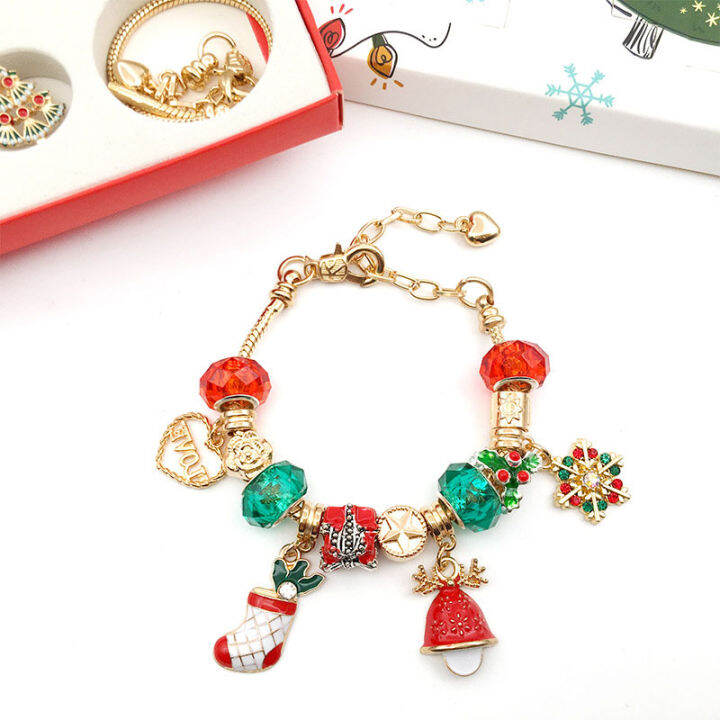 abl-christmas-สร้อยข้อมือลูกปัด-diy-ตกแต่งมือชุดกล่องระฆังซานต้าของขวัญกำไลคริสต์มาส