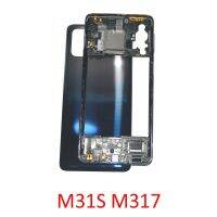 ฝาหลังแชสซีใหม่เหมาะสำหรับ Samsung M31s M317 M317F ที่อยู่อาศัยเดิมกรอบตรงกลางขอบประตูแผงด้านหลังและมีกาว