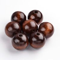 10pc Natural Wood Beads Round Lead Free Dyed Deepcoffee 24-25mm in diameter hole: 5mm