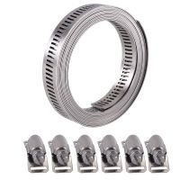 7.9 Feet Hose Clamp 304 Stainless Steel Worm Clamp Hose Clamp Strap With Fasteners Adjustable DIY Pipe Hose Clamp Ducting Clamp Coil Springs