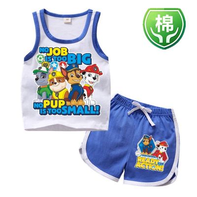 PAW Patrol Li Da Gong Clothes Boys Cotton Vest Shorts Two-Piece Suit Girls Baby Wangwang Team Summer Clothes en4h br