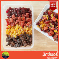 Mix Berry มิกซ์เบอรี่ 4 ชนิด สตรอเบอรี่ แครนเบอรี่ ลูกเกดทอง ลูกเกด ขนาด 500g ผลไม้อบแห้ง ของทานเล่น