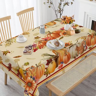 【CW】 Farmhouse Pumpkin Table Tablecloths Thanksgiving Dinner