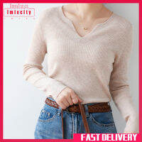 เสื้อถักผู้หญิง Imixcity Slimming V-Neck Long-Sleeve Bottoming Shirt