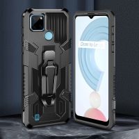 เคสสำหรับ Realme C21Y/C25Y/C21/C20/C25s/C25/C15/C12/C11 2021ไฮบริดที่ขรุขระเคสอาร์เมอร์คิกสแตนด์กันกระแทกที่มีคลิปหนีบเข็มขัด