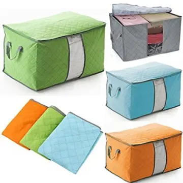 Durable Foldable Pillow Blanket Clothes Storage Zipper Bag Case